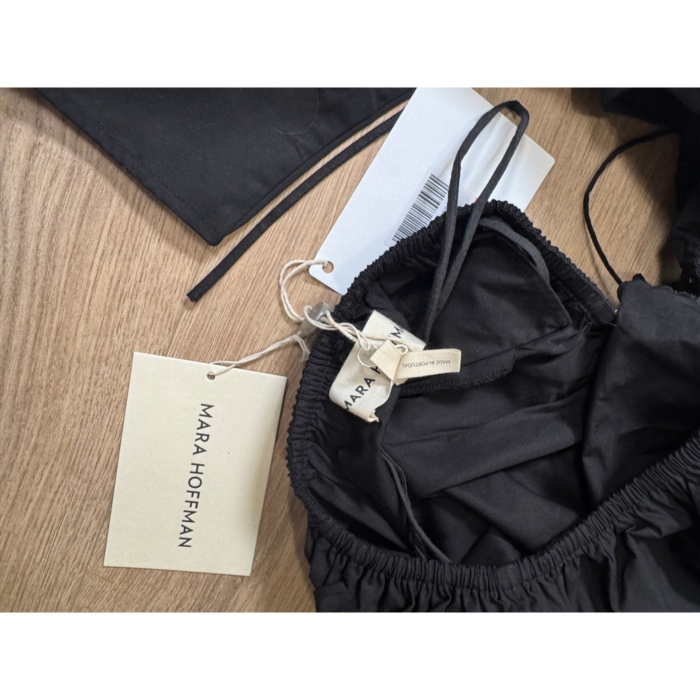 Mara Hoffman Black Organic Cotton Cutout Maxi Dress Puff Sleeve Halter New - Picture 6 of 6